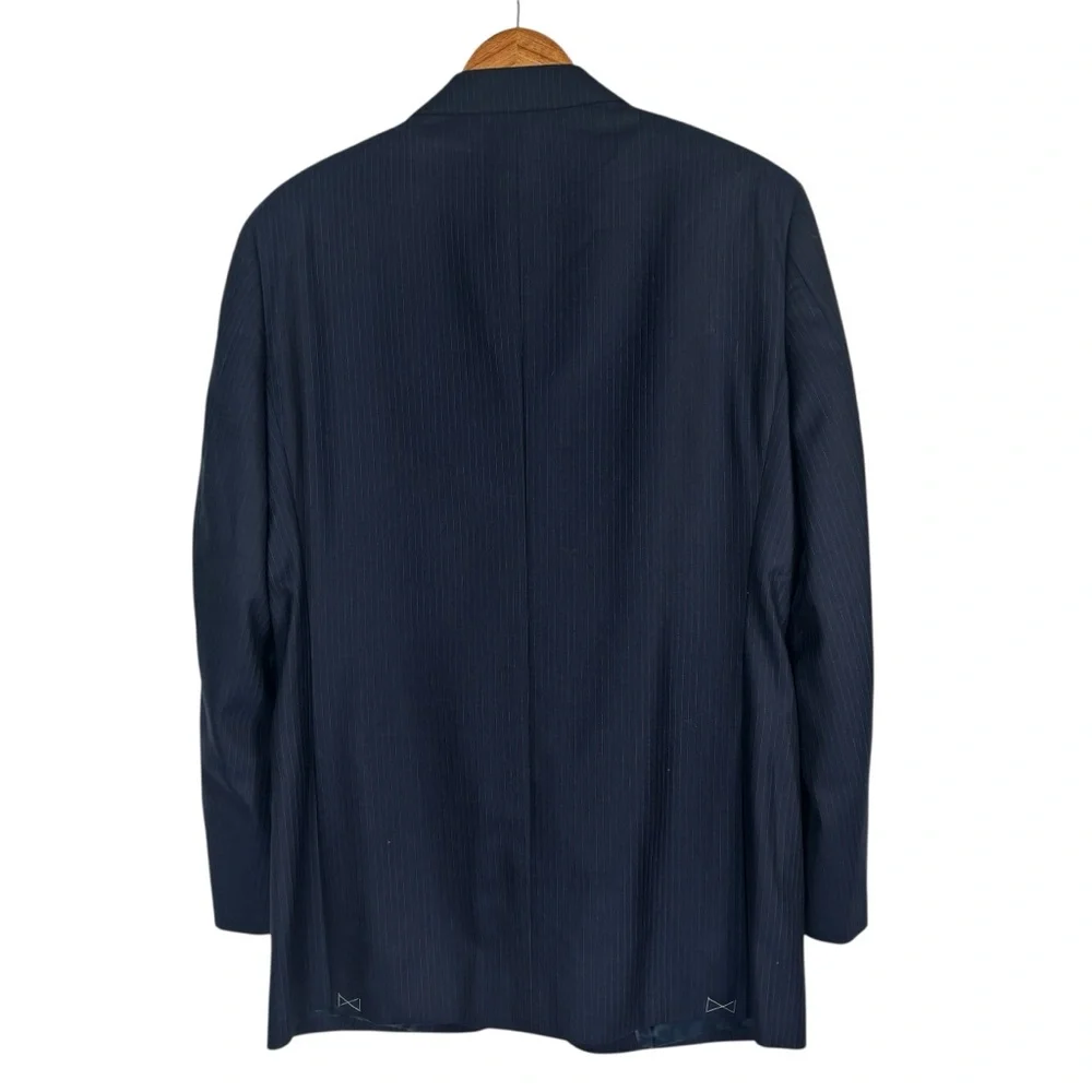 Brooks Brothers Men's Navy Blue Striped 100% Wool Blazer 2 Button Size 40R